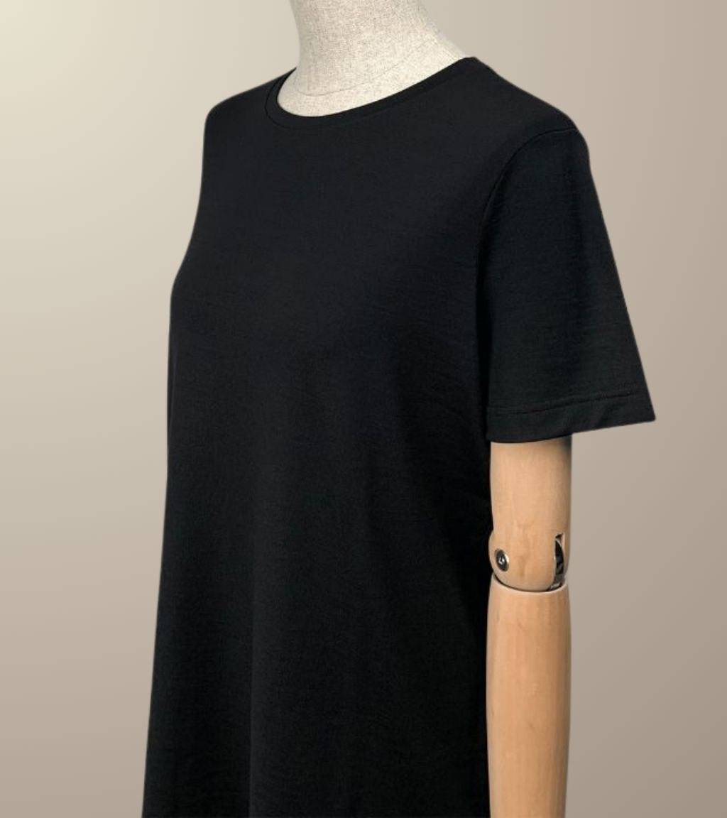 LE T-SHIRT DROIT FEMME - 100% LAINE NOIR