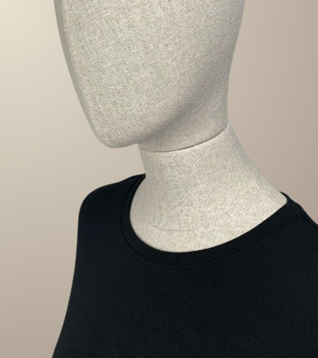 LE T-SHIRT DROIT FEMME - 100% LAINE NOIR