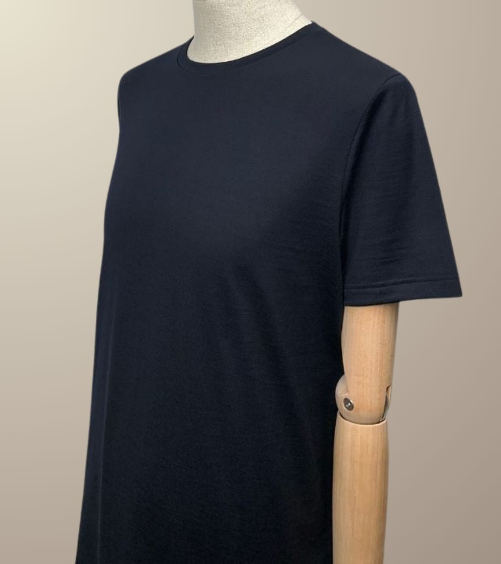 LE T-SHIRT DROIT HOMME - 100% LAINE MARINE