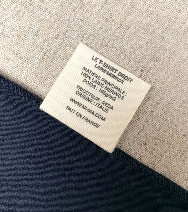 LE T-SHIRT DROIT HOMME - 100% LAINE MARINE