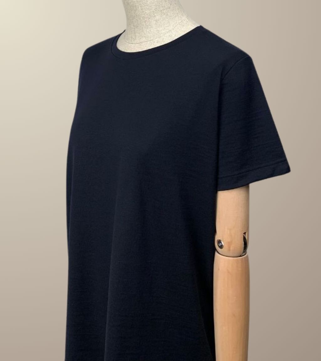 WOMEN'S STRAIGHT T-SHIRT - 100% NAVY WOOL