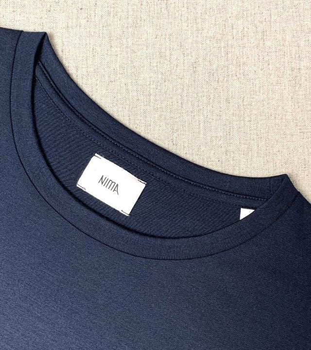 WOMEN'S STRAIGHT T-SHIRT - 100% NAVY WOOL