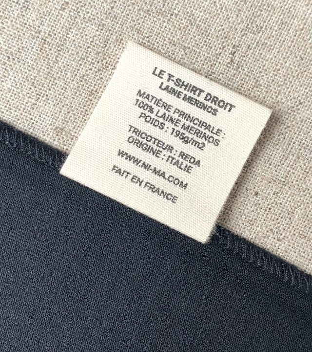 LE T-SHIRT DROIT HOMME - 100% LAINE NOIR